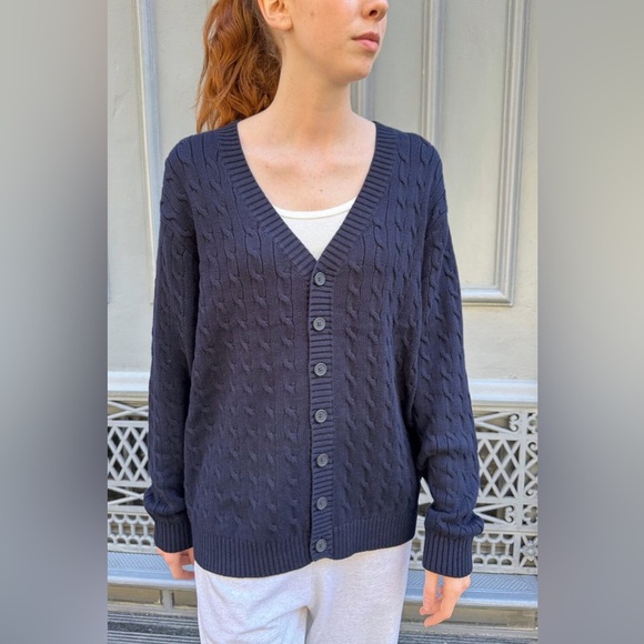 Brandy Melville Sweaters - Brandy Melville Sweater Women’s XS Amber Sweater Navy Blue Cable Knit Cardigan